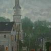 EVENING  FOG ON CLEVE STREET, ROCKPORT MASS.  24 X 16 SOLD